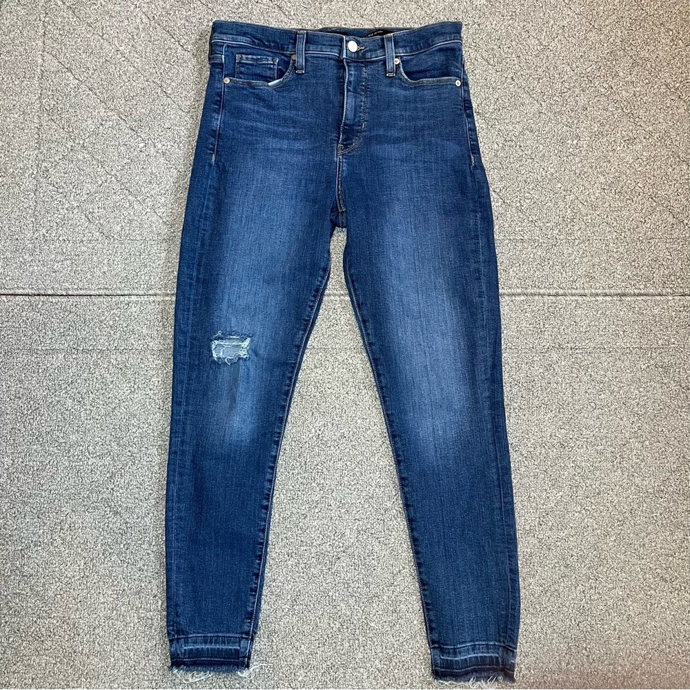 Banana Republic High-Rise Skinny Premium Denim Jeans Womens Size 29 Blue Frayed